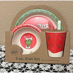 Christmas Grinch Kids 5 piece dish set